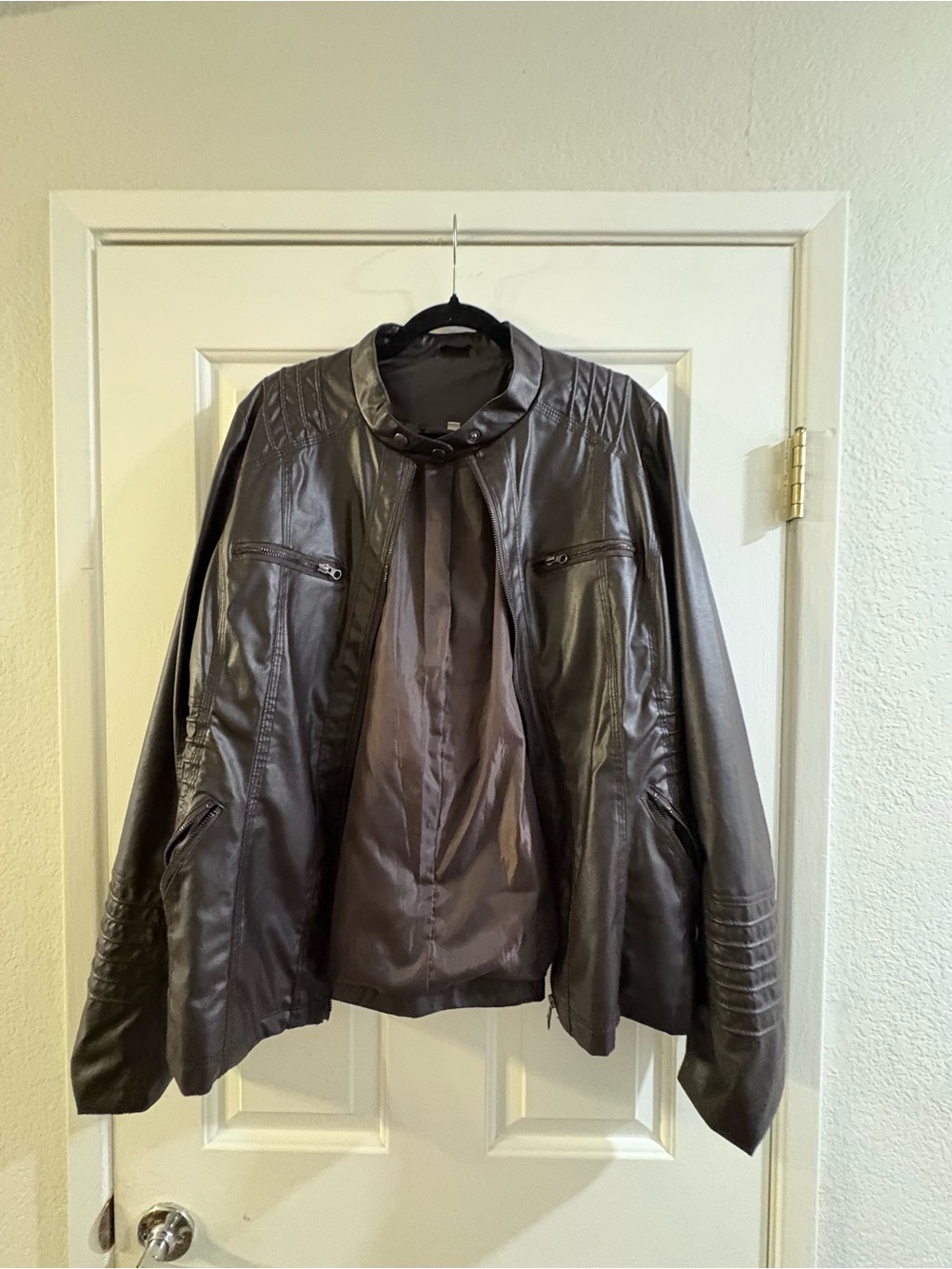 Women's Black Faux Leather Zip Jacket